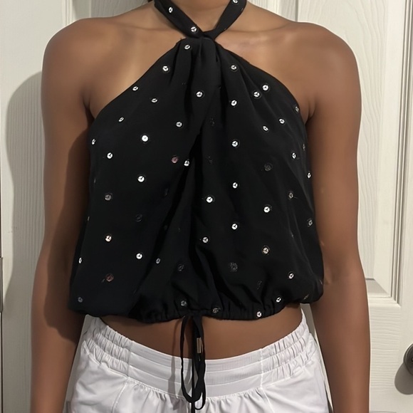 House if Harlow 1960 X Revolve Sequin Halter Top Size M - Picture 2 of 10